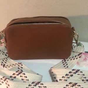 Camel colored crossbody purse